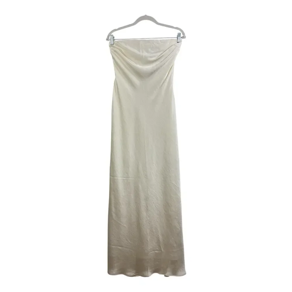 NWT Abercrombie & Fitch Satin Maxi Slip Dress Small Ivory Detachable Straps